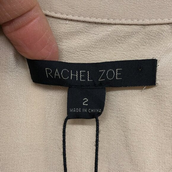 NWT Rachel Zoe light beige 100% silk long sleeve blouse size ~ Medium - Picture 3 of 16